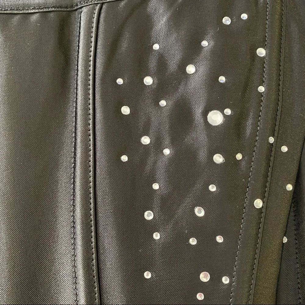 Black Corset with Rhinestones Diamante  with Adjustable Lace Up Back L - Picture 4 of 5